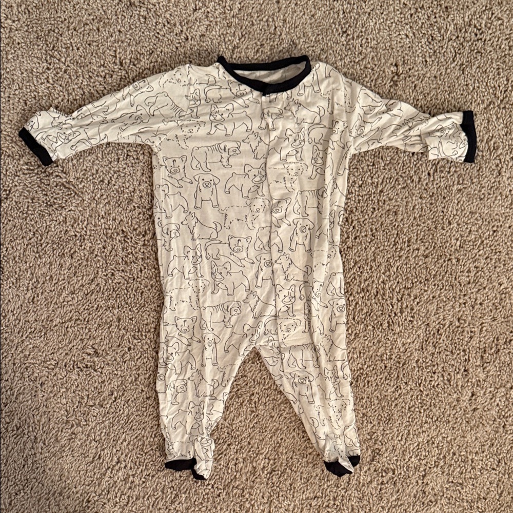 Magnetic Me Cream and Black Animal Print Footie newborn 5-8lbs